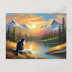 Bob Ross Style Cat Briefkaart