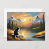 Bob Ross Style Cat Briefkaart (Voorkant / Achterkant)