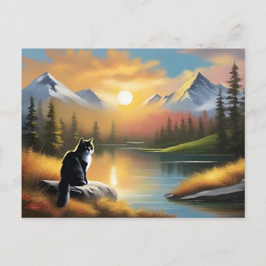 Bob Ross Style Cat Briefkaart (Voorkant)