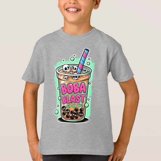 Boba Blast – Sip or Die! Kids' T-shirt (Voorkant)