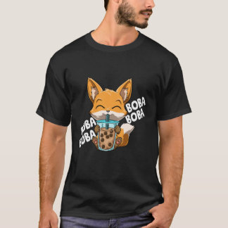 Boba Boba Boba Boba Manga Bubble Tea Fox Anime T-shirt