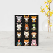Boba Bubble Milk Tea Chinese Zodiacs Animal Lunar Kaart (Gele Bloem)