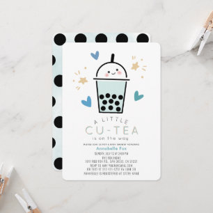 Boba Bubble Tea Blauwe Jongen Baby Shower Kaart