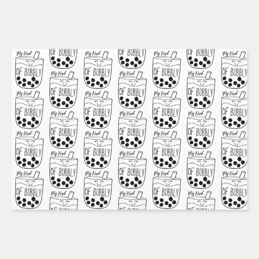 Boba Bubble Tea Cute and Funny Inpakpapier Vel (Voorkant 3)