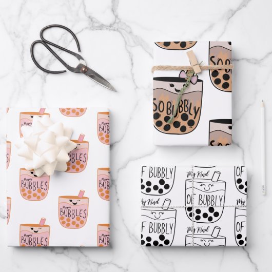 Boba Bubble Tea Cute and Funny Inpakpapier Vel (Voorkant)