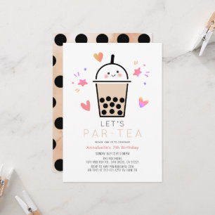 Boba Bubble Tea Feestje Par-tea Kinderverjaardag Kaart
