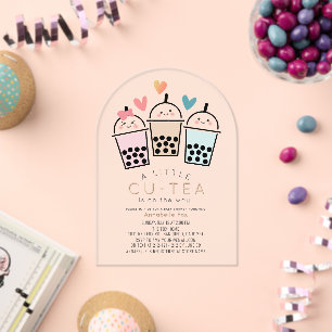 Boba Bubble Tea Geslachtsneutrale Baby Shower Acryl Uitnodigingen