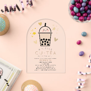 Boba Bubble Tea Geslachtsneutrale Baby Shower Acryl Uitnodigingen