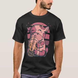 Boba Bubble Tea Koeien Roze Zonsondergang T-shirt