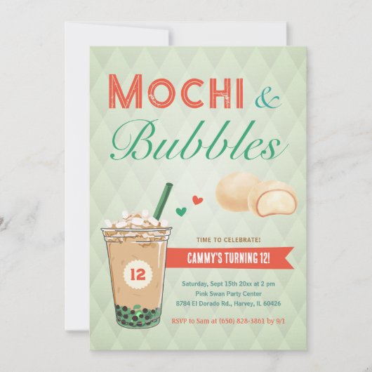 Boba Bubble Tea Mochi Sweet Kinder Tiener Meisje T Kaart (Voorkant)