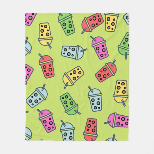 Boba Bubble Tea Pattern Fleece Deken (Voorkant)