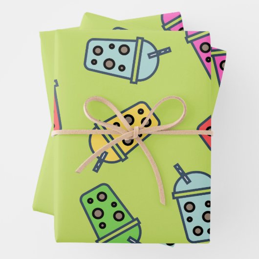Boba Bubble Tea Pattern Inpakpapier Vel (In situ)