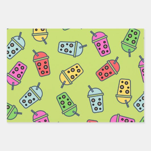 Boba Bubble Tea Pattern Inpakpapier Vel (Voorkant)