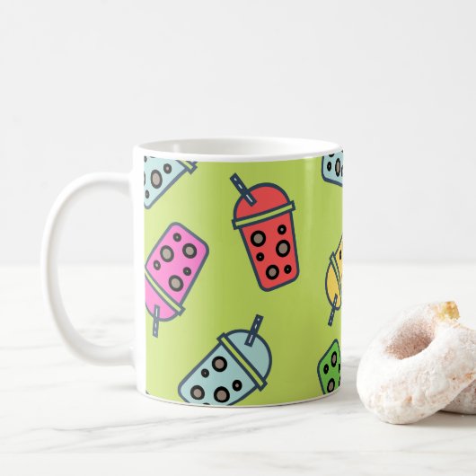 Boba Bubble Tea Pattern Koffiemok (Met donut)
