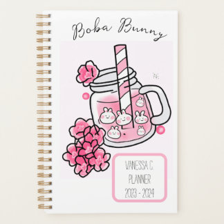 Boba Bunny Kawaii en schattige thee roze Planner