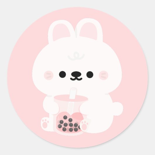 Boba Bunny Ronde Sticker (Voorkant)