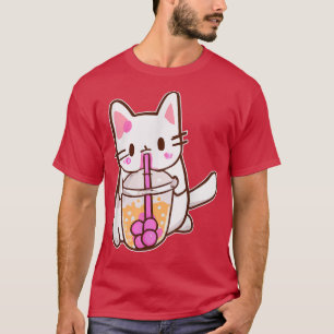 Boba Cat Drink Bubble Tea Anime Neko Kawaii 111 T-shirt