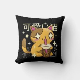 Boba Cat Kawaii Anime Kussen