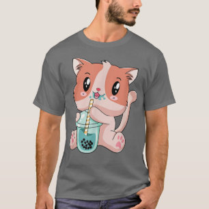 Boba Cat Tea Bubble Tea Anime Kawaii Neko Kinder T T-shirt