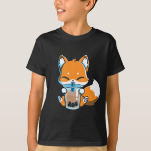 Boba Fox Drink Cute Kawaii Japanse Foxy Anime T-shirt
