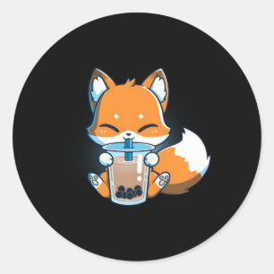 Boba Fox Drink Kawaii Japans Foxy Anime Ronde Sticker