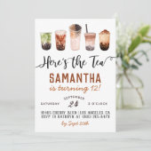 Boba Hier is de Tea Birthday Uitnodiging (Staand voorkant)