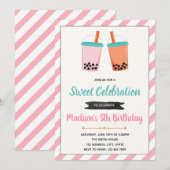 Boba melkthee uitnodiging voor verjaardag (Voorkant / Achterkant)