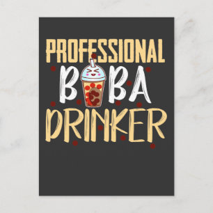 Boba Milk Tea Drinker Kawaii Schattige Bubble Tea Briefkaart