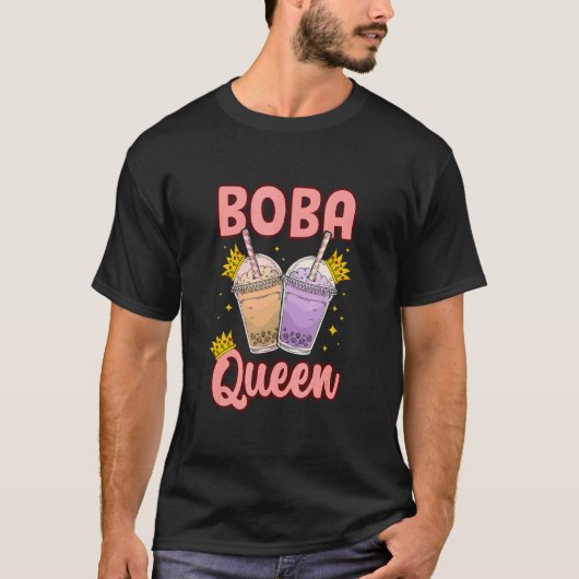 Boba Queen Graphic Tea Tea Drinker Tea Brewing Cup T-shirt (Voorkant)