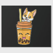Boba Tapioca Pearls Bubble Milk Tea Drink Corgi Cadeaupapier (Vlak)