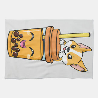 Boba Tapioca Pearls Bubble Milk Tea Drink Corgi do Theedoek
