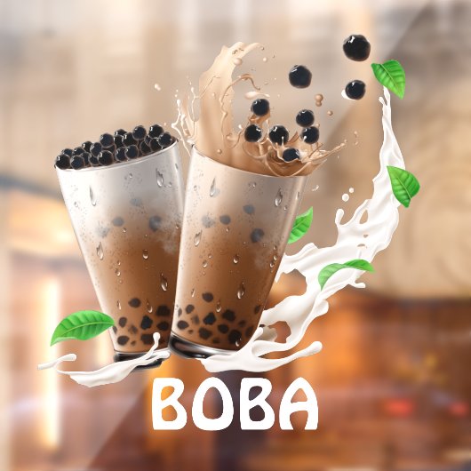 Boba Tea Advertisement Front verfrissen Raamsticker (Vel 2)