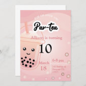 Boba Tea Anniversaire Fête Invitation (Devant / Derrière)