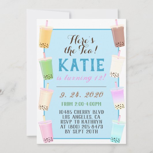 Boba Tea Birthday Kaart (Voorkant)