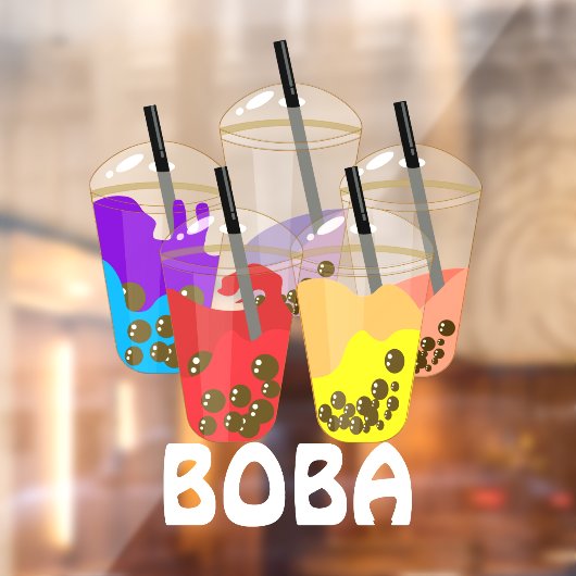 Boba Tea Bubble Drink Front Raamsticker (Vel 2)