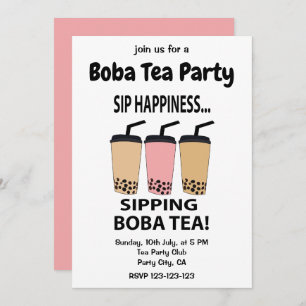 Boba Tea Bubble Tea Boba Tea Party Kaart