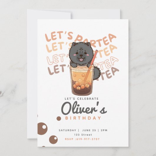 Boba Tea Chow Chow Chien Invitation Anniversaire (Devant)