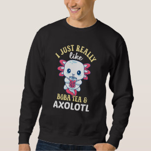 Boba Tea Cute Bubble Tea Axolotl Salamander Teen Trui