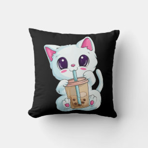 Boba tea kat animo voor vrouwen Kawaii bubble tea Kussen