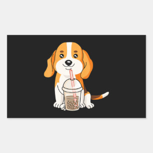 Boba Tea Kawaii Japans Anime Beagle Lover Gift Rechthoekige Sticker