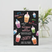 Boba Tea Party Birthday Party Invitation Kaart (Staand voorkant)
