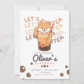 Boba Tea Shiba Inu Invitation Anniversaire (Devant)