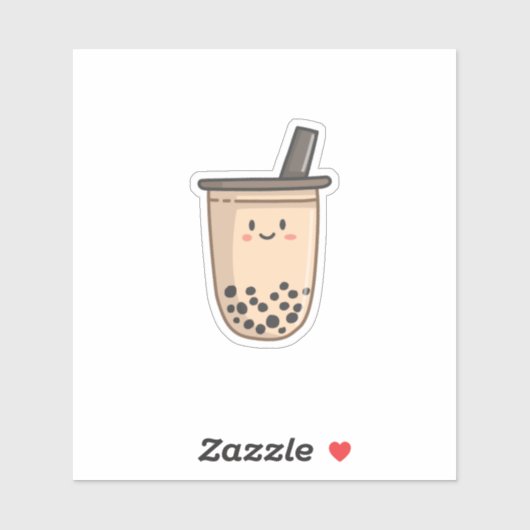 Boba Tea | Sticker pour thé bulle de lait Kawaii (Feuille)