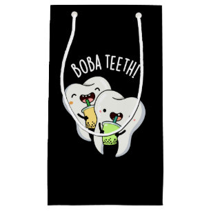 Boba Teeth Grappig Boba Tea Pun Donker BG Klein Cadeauzakje