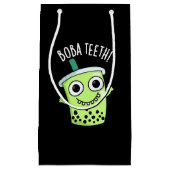 Boba Teeth Grappig Boba Tea Pun Donker BG Klein Cadeauzakje (Voorkant)