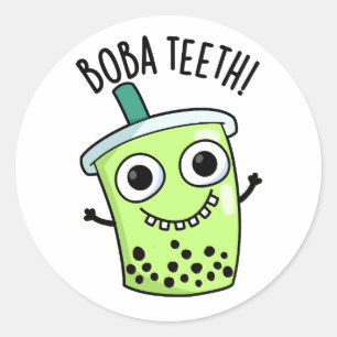 Boba Teeth Grappige Boba Tea Pun Ronde Sticker