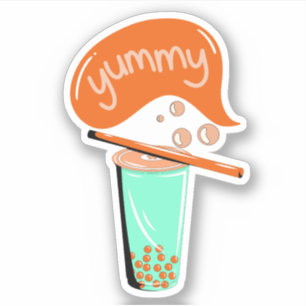 boba thee bubble melk matcha thee bruine thee lief sticker