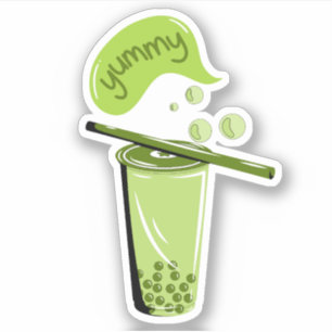 boba thee bubble melk matcha thee groene thee lief sticker
