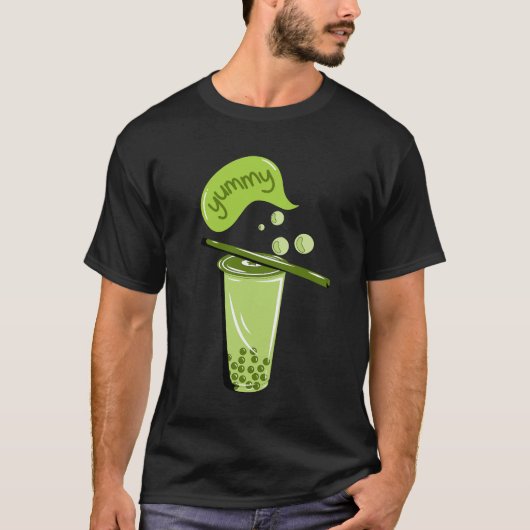 boba thee bubble melk matcha thee groene thee lief t-shirt (Voorkant)