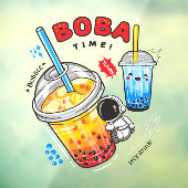 Boba Time Bubble Tea Dranken Bedrijf Raamsticker (Vel 3)